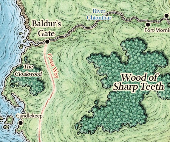 Map of the area around baldur's gate